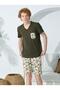 KLY 1002 V-neck Half Sleeve Shorts Pajamas Set - 2