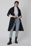 Women's Black Removable Hooded Trench Coat with Drawstring at the Waist, Foldable Sleeves and Pockets - 5