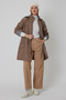 Women's Mink Removable Hooded Trench Coat with Drawstring at the Waist, Foldable Sleeves and Pockets - 3