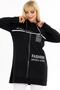 Front Letter and Stone Printed Round Neck Drawstring Hooded Long Sleeve Comfortable and Flowy Flexible Tunic - 7