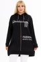 Front Letter and Stone Printed Round Neck Drawstring Hooded Long Sleeve Comfortable and Flowy Flexible Tunic - 5