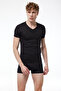 ملابس داخلية رجالية سوداء برقبة على شكل حرف V وأكمام قصيرة من Viloft Thermal Top 607 - 2