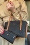 Women's Printed Patterned Shoulder Bag and Wallet Set 2066-Jp Brown Tan Combination -Gzd- - 2