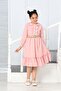 SHINY BUTTONS, BUTTON FRONT, LONG SLEEVE BELT DRESS - 4
