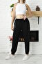 Women's Black Jogger Leg Elastic Pocket Sweatpants - 7