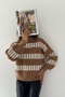 Women's Brown New Season Standard Size Oversize Knitwear Sweater - 3