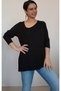 Black side V-neck combed cotton Viscose T-shirt