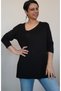 Black side V-neck combed cotton Viscose T-shirt - 7