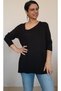 Black side V-neck combed cotton Viscose T-shirt - 2