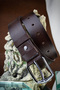 Men's Belt - 100% Genuine Buffalo Leather, Brown, Oval Box, Gift Dowry Holder - 3