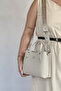 Embossing Printing Premium Quality 4 Compartment Women's Hand and Shoulder Bag 24x24cm 4095 stone - 2