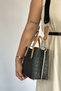 Embossing Printing Premium Quality 4 Compartment Women's Hand and Shoulder Bag 24x24cm 4095 black and tone combination - 5