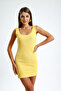 Women's Yellow U-Neck Mini Camisole Dress - 4