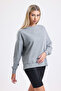women's gray crew-neck side slit knitted sweatshirt