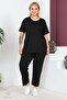 Plus Size Comfort Model 2-Piece Set with Elastic Waist Trousers Tunic T-Shirt Double Top-Bottom Set - 3