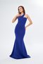 Cobalt Blue Flexible Diving Fabric Cross Neck Strap Design Evening Dress & Graduation Dress 582211 - 6