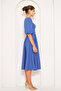 Denim Blue Midi Length Balloon Sleeve Square Neck Short Elastic Sleeve Woven Draped Fabric Dress - 7