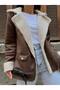 LEATHER SUEDE COAT WITH PLUSH INSIDE