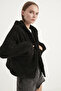 Women's Black Double Pocket Hooded Plush Cardigan - 4