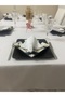 Linen Look Lace Detailed Glitter Seamless Tablecloth White + 12 Napkins - 2