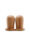 Set of 2 Bamboo Salt and Pepper Shakers with Bamboo Base - 4
