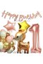 Woodland Geyik 1 Year Old Foil Rosegold Balloon Set Geyik Ceylan Birthday Party Balloon Set Geyik Concept