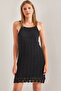 Women's Black Strappy Patterned Knitwear Dress 20234128