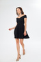 Flexible Scuba Crepe Fabric Madonna Neck Short Black Mini Dress 079 - 7