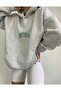 Women's Gray Dont Printed Hooded Hoodie Sweatshirt - 4
