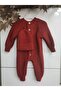 Buttoned Tile Selanik Knitted Knitwear Baby Jumpsuit with Hat - 2