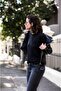 Genuine Lambskin Sports Black Women's Leather Jacket Belted Leather Coat - 2
