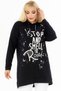 Front Letter and Stone Printed Round Neck Drawstring Hooded Long Sleeve Comfortable and Flowy Flexible Tunic - 6