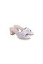 Dowry-Engagement-Henna-Wedding Open Slippers Evening Dress with Rhinestone Buckle and Feather Band - 2