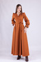 Cinnamon Maxi Length Women's Double Breasted Collar Sleeve Nipple Frilly Long Sleeve Sleeve Nipple Frilly Belted Dress - 3