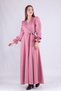 Dried Rose Maxi Length Women's Double Breasted Collar Sleeve Nipple Frilly Long Sleeve Sleeve Nipple Frilly Belted Dress - 5