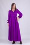 Purple Maxi Length Women's Double Breasted Collar Sleeve Neck Frilly Long Sleeve Sleeve Neck Frilly Belted Dress - 4