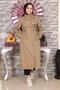 Text Detailed Hooded Coat Mink 15900 - 3