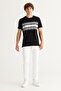 Men's Black Slim Fit Narrow Cut Crew Neck 100% Cotton Printed T-Shirt - 4