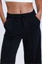 Women's Black Double Pocket Elastic Waist Loose Wide Leg Palazzo Sweatpants - 6