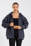 Anthracite Kangaroo Pocket Hooded Zippered Cotton Inside Oversize Women's Sweatshirt - 4