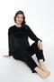 Women's Winter Bonjour Written Soft Velvet Pajama Set - 6
