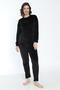 Women's Winter Bonjour Written Soft Velvet Pajama Set