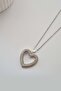 Silver Color Heart Necklace with Stone Detail