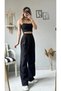 WOMEN'S BLACK HIGH WAISTED VELCRO PALAZZO FABRIC PANTS 1ST QUALITY - 2
