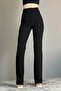 Black High Waist Ribbed Stitch Shaping Palazzo Women's Pants - 4