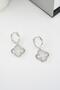 Women's Vip Series Zircon Stone Pearlescent Clover Model Clip-on Set of 2 Earrings - 2