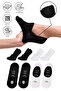 Bamboo Men's Ballerina Ballet Black-White Socks Seamless Invisible Anti-Slip Heel Silicone Premium 4-Piece Pack