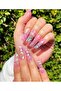 Simli şefaf pembe kalpli glitter oje