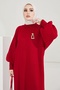 Mina Balloon Sleeve Knit Dress - Red - 3