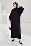 Mina Balloon Sleeve Knitwear Hijab Dress - Black - 5